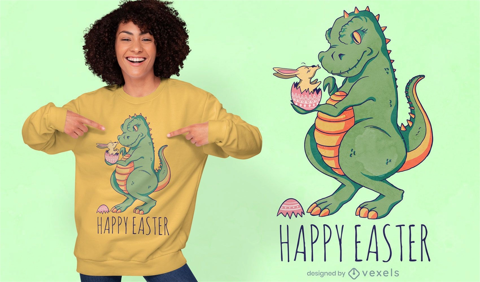 Diseño de camiseta con cita de huevo de Pascua de dinosaurio