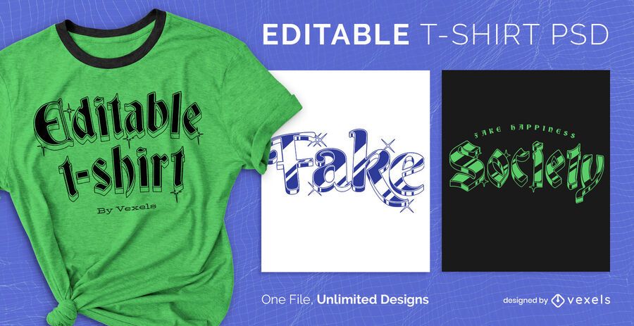 T-shirt PSD escalável com texto 3D brilhante T-shirt PSD escalável com texto 3D brilhante