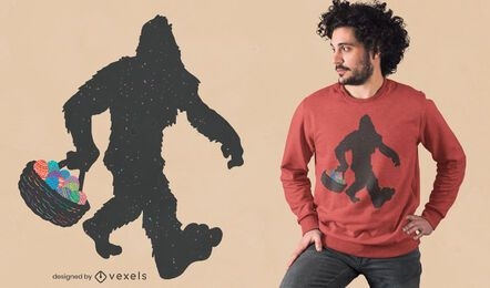 Bigfoot with Easter eggs t-shirt design
