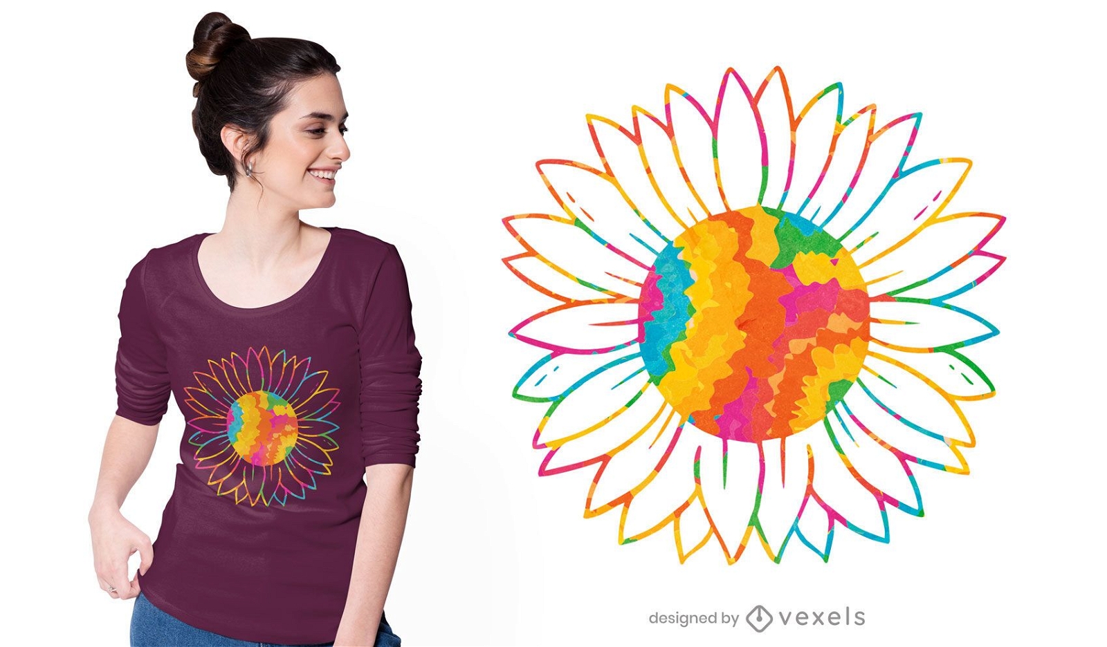 Tie dye sunflower t-shirt design