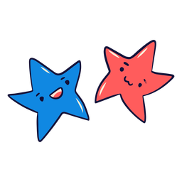 Blue and red stars cute  PNG Design