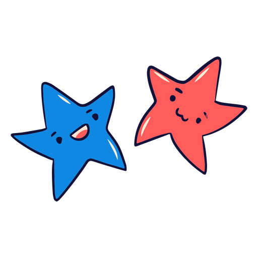 Estrelas azuis e vermelhas fofas Desenho PNG