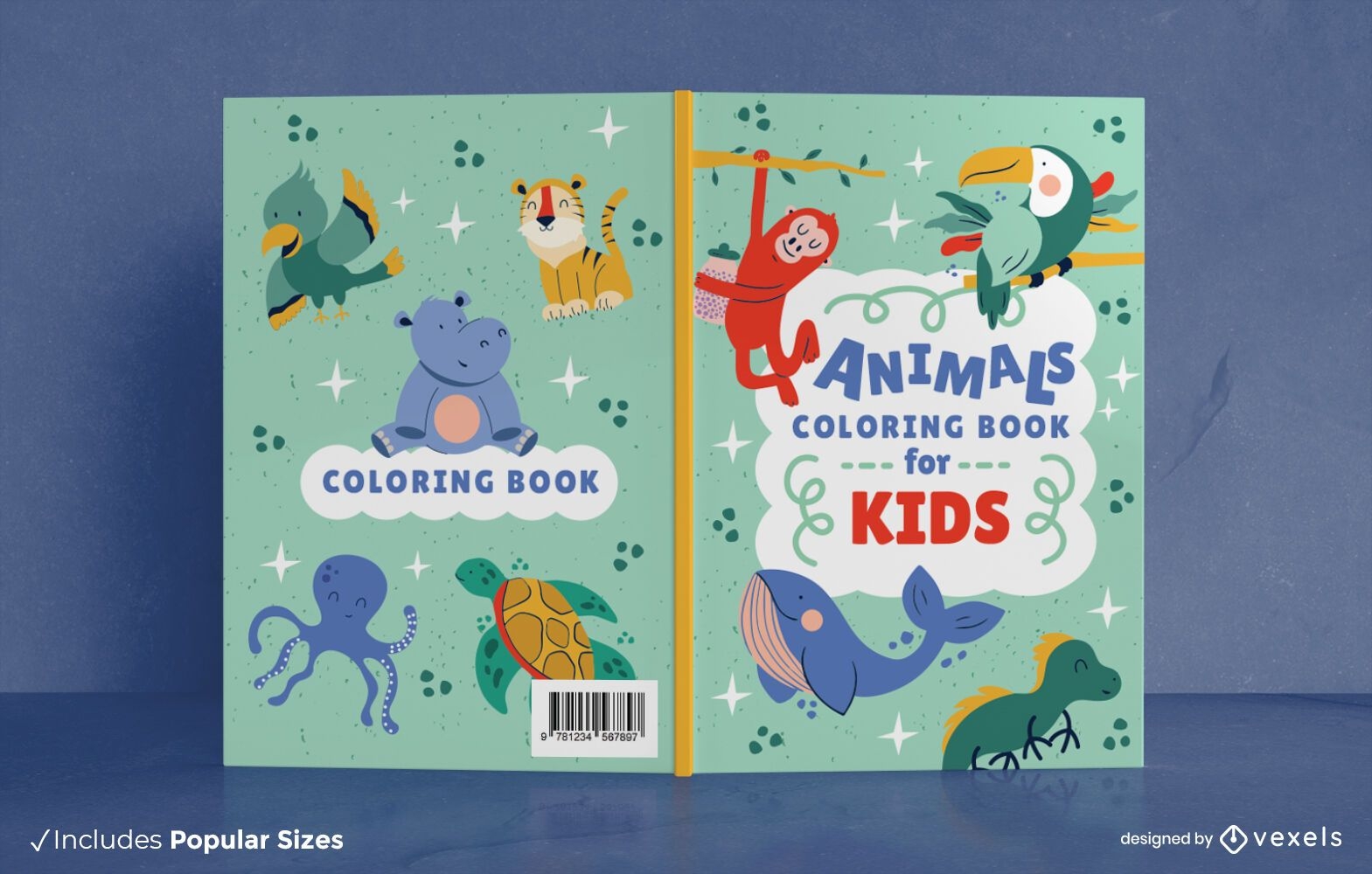 Tiere Kinder Malbuch Cover Design