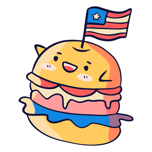 American burger cute PNG Design