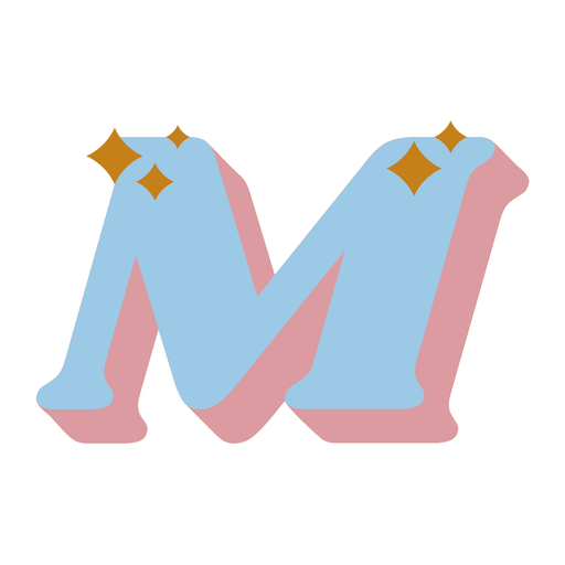 M letter sparkly retro alphabet font