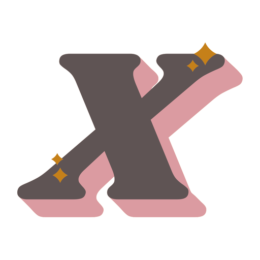 X letter sparkly retro alphabet font