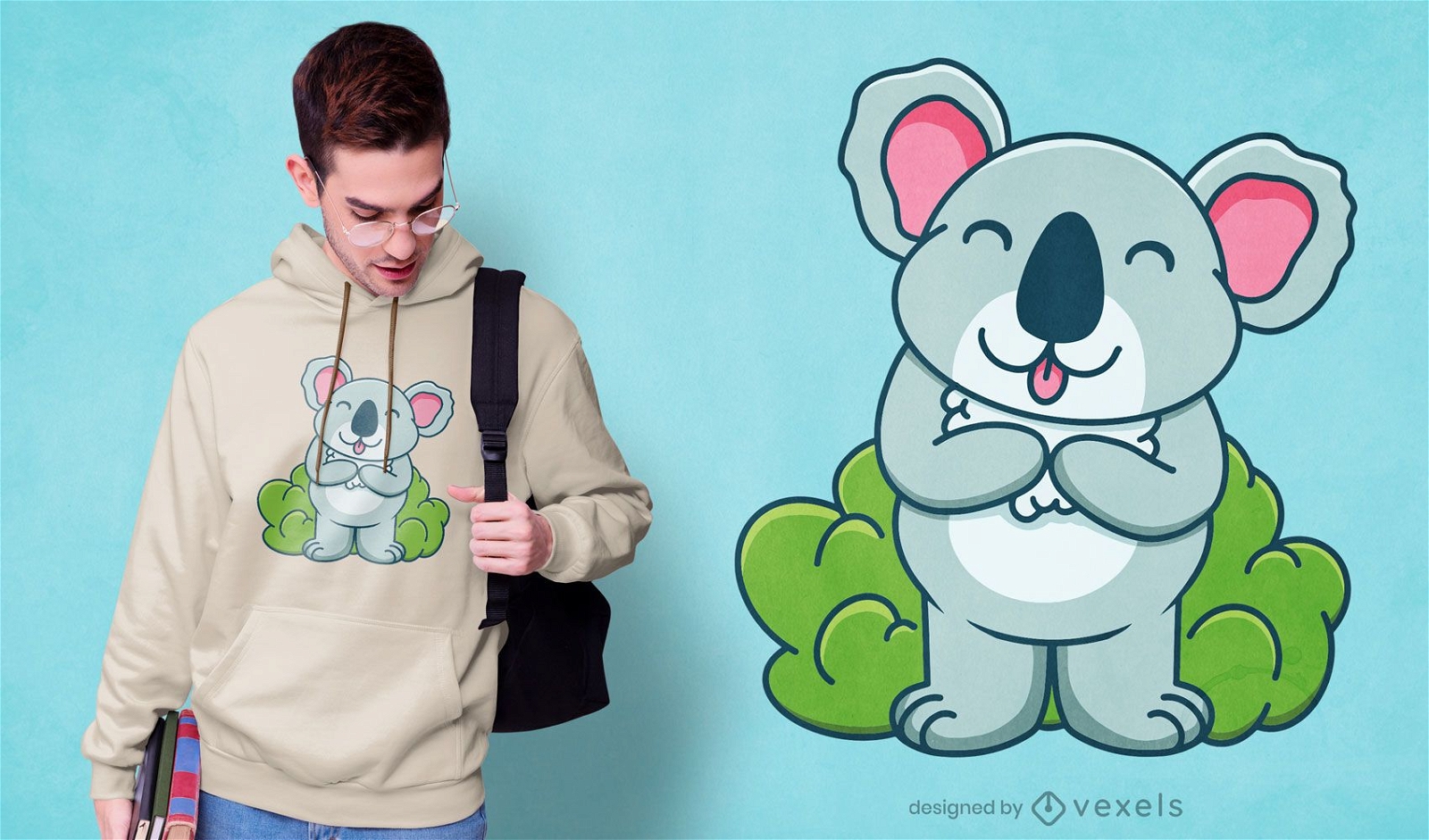 Cute koala cartoon t-shirt design
