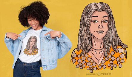 Desenho de t-shirt com retrato de mulher