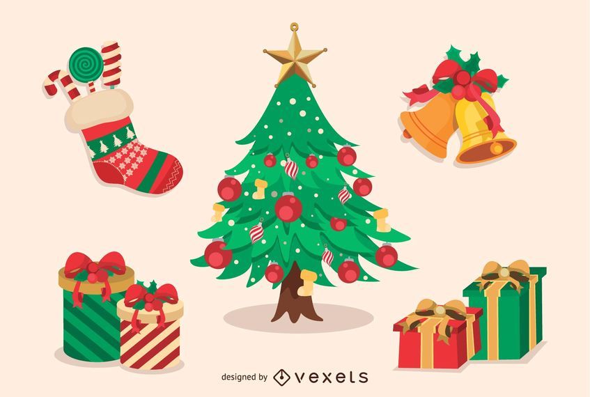 Feliz Navidad elementos de diseño conjunto de vectores Feliz Navidad elementos de diseño conjunto de vectores