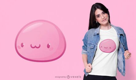 Design de t-shirt mochi japonesa Kawaii rosa