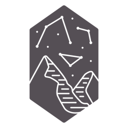 Constelación y montañas recortadas Diseño PNG
