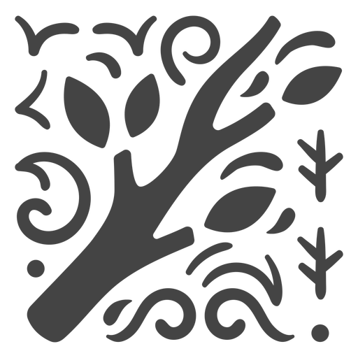 Gray branch ornamental design flat 