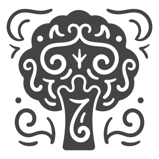 Ornamental tree cut out PNG Design