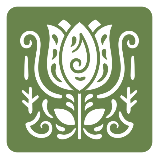 Ornamental green flower cut out PNG Design