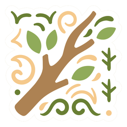 Tree branch sticker design flat