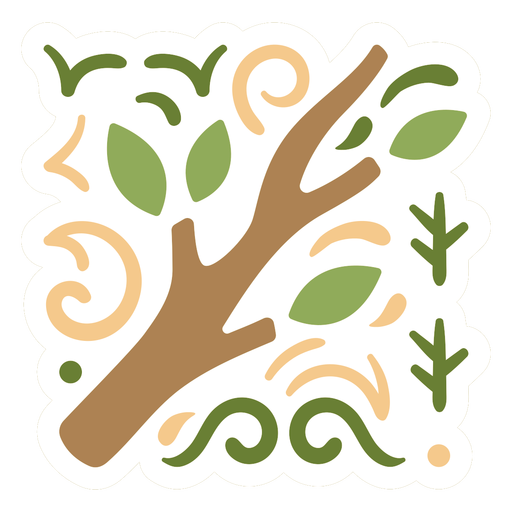 Tree branch sticker design flat PNG Design