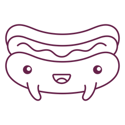 Kawaii hot dog stroke PNG Design