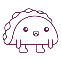 Kawaii Taco Stroke PNG & SVG Design For T-Shirts