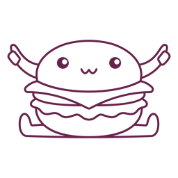 Kawaii burger stroke PNG Design
