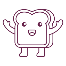 Kawaii toast stroke PNG Design