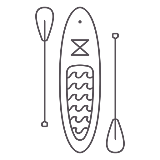 Paddleboard with two paddles stroke PNG Design