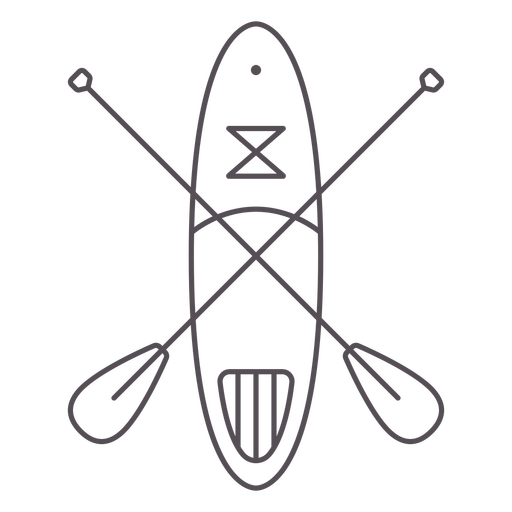 Paddleboard with two crossed paddles stroke PNG Design