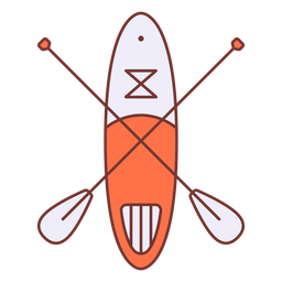 Paddleboard and crossed paddles color stroke Transparent PNG