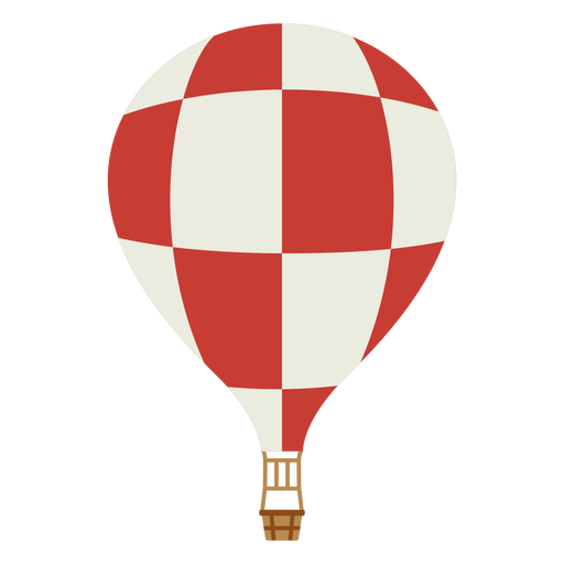 Hot air red and white balloon flat PNG Design