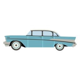 Blaues Auto der Weinlese halb flach PNG-Design