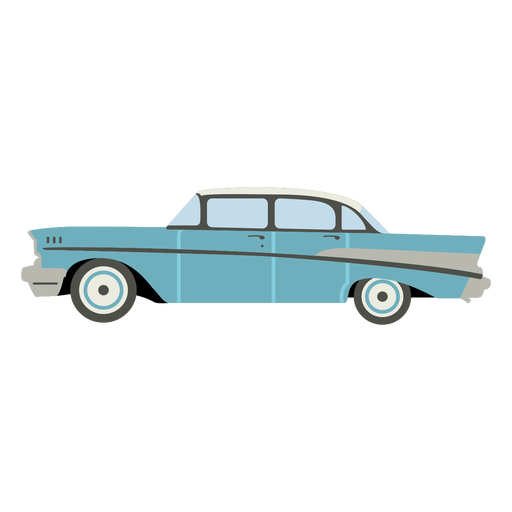 Vintage coche azul semi plano Diseño PNG