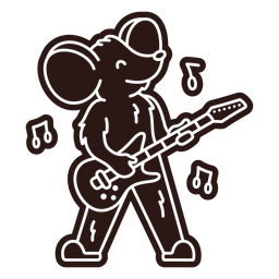 Cute mouse guitar player cartoon cut out Transparent PNG