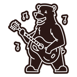 Cute bear guitar player cartoon cut out