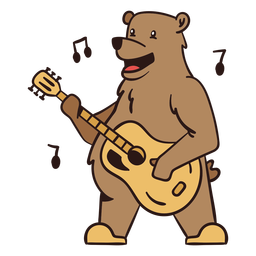 Niedlicher Bären-Gitarrist-Cartoon-Farbstrich PNG-Design