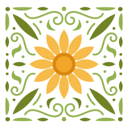 Ornamental Sunflower flat PNG Design