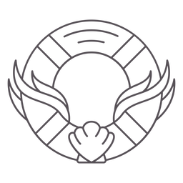Simple lifesaver with leaves stroke PNG Design