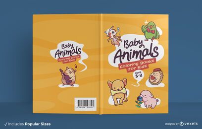Desenho de capa de livro para colorir de animais bebês