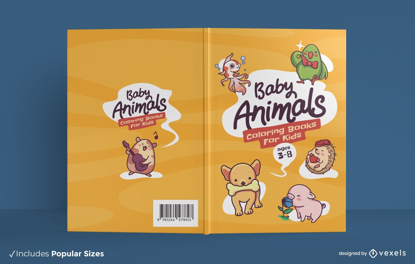 Dise?o de portada de libro para colorear de animales beb?s