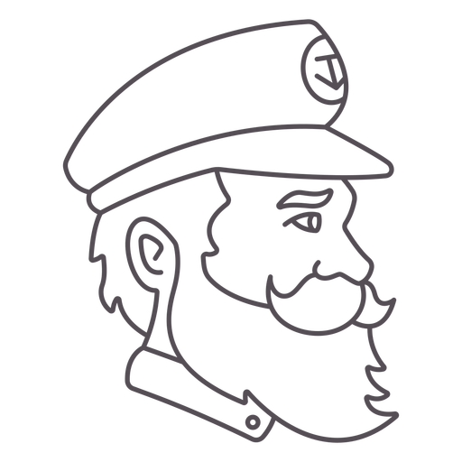 Ship's captain profile stroke PNG Design