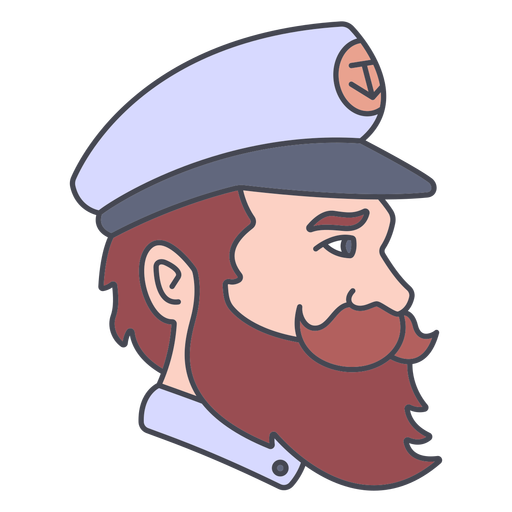 Ship's captain profile color stroke PNG Design