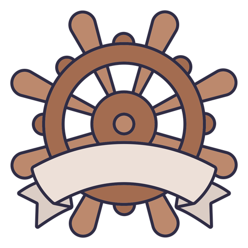 Trazo de color de etiqueta de timón de barco Diseño PNG