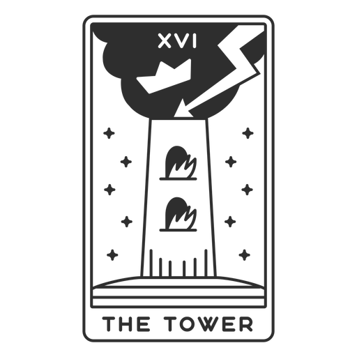 Tarot card the tower stroke PNG Design