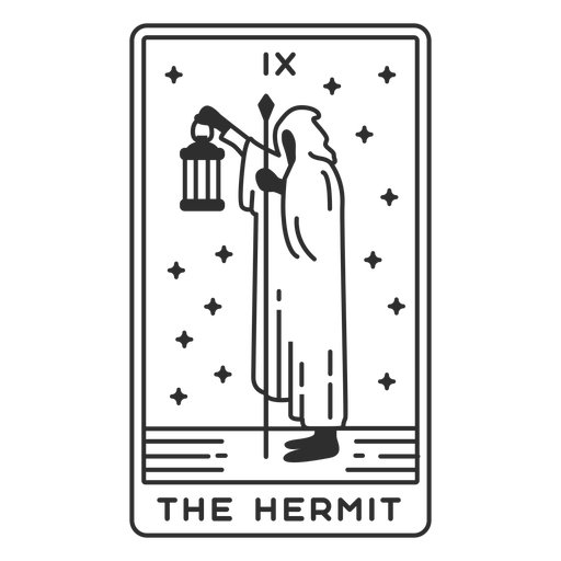 Tarot card the hermit filled stroke