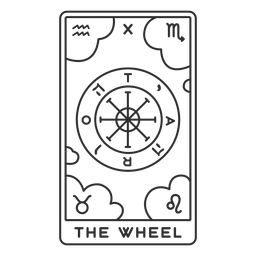 Tarot card the wheel stroke PNG Design
