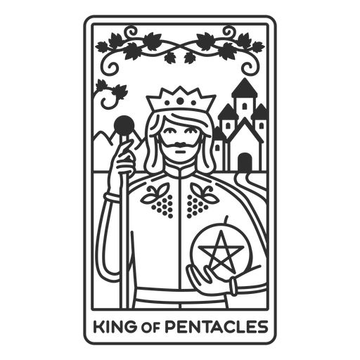 Tarot card king of pentacles filled stroke PNG Design