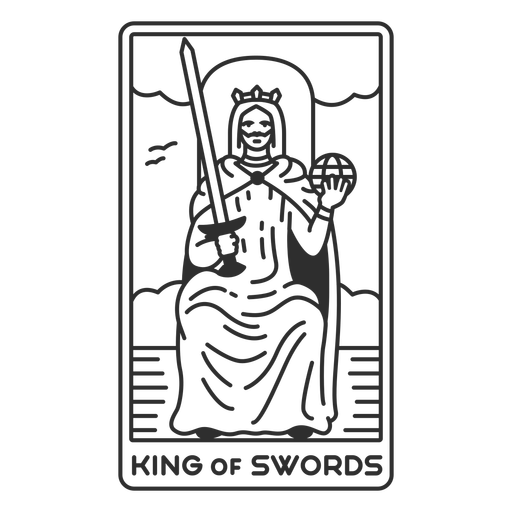 Tarot card king of swords filled stroke PNG Design