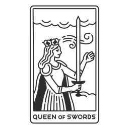Tarot card queen of swords filled stroke