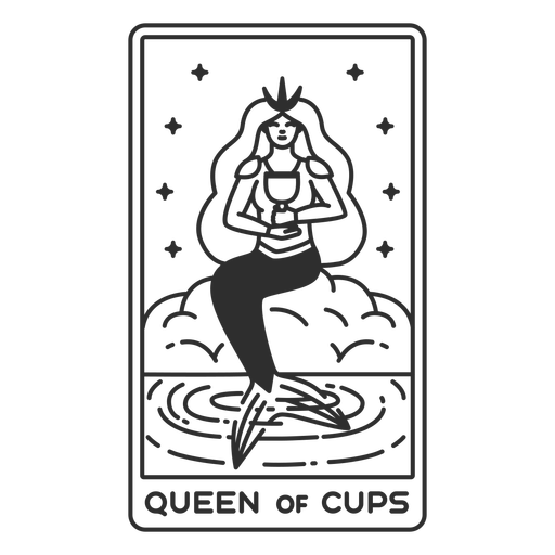 Tarot card queen of cups filled stroke PNG Design