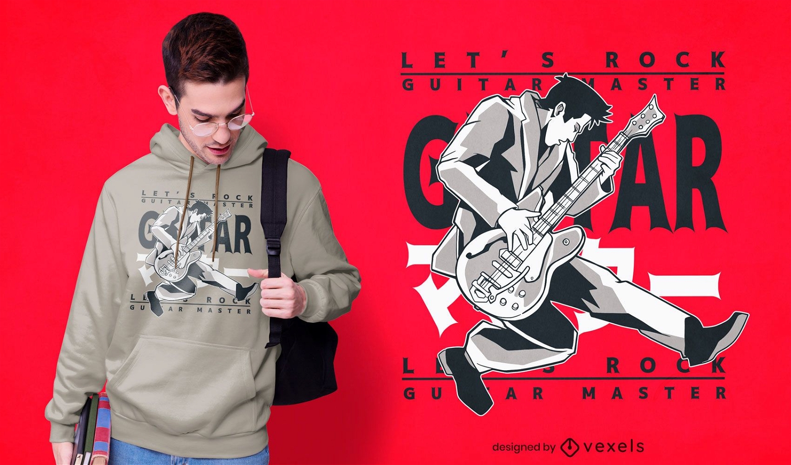 Japanisches T-Shirt-Design des Gitarrenmeisters