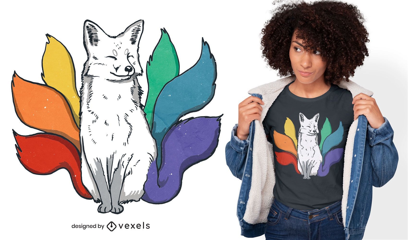 LGBT kitsune design de t-shirt japonesa raposa