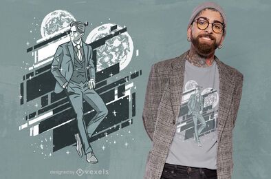Diseño de camiseta de hombre elegante luna Diseño de camiseta de hombre elegante luna